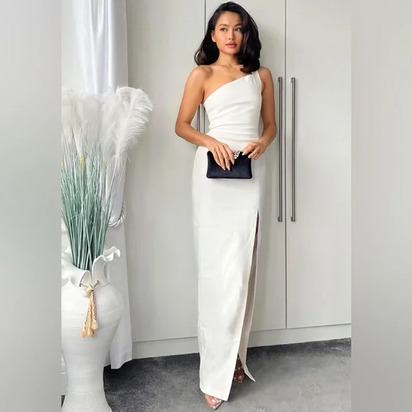 Vesper Quinn Ivory One Shoulder Maxi Dress - Picture 1 of 3